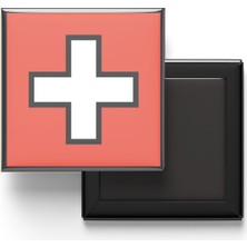 İberk Buzdolap Magneti Isviçre Switzerland Bern Bayrağı - Vektörel Bayrak