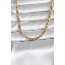 cm 14K Gold Renk Yassı Yılan Zincir Model 45 cm Kadın Kolye