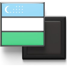 İberk Buzdolap Magneti Özbekistan Uzbekistan Taşkent Bayrağı - Vektörel Bayrak
