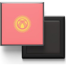 İberk Buzdolap Magneti Kırgızistan Kyrgyzstan Bişkek Bayrağı - Vektörel Bayrak