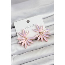 Clariss Pembe Renk Kristal Taşlı Lotus Model Kadın Küpe