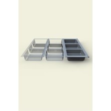 Tify Mutfak Çekmece Içi Kaşıklık, Antrasit Üç Bölmeli Modül 16CM x 48CM