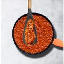 1ADET Silikon Kaşık (2si 1 Arada) Spatula Yapışmaz,siyah