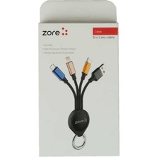 Anahtarlık Tasarımlı, Type-C, Micro, Lightning Hızlı Şarj ve Data Veri Aktarım 3 In 1 USB Kablo