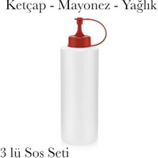 3 Adet Sos Şişesi Ketçap Mayonez ve Yağlık Seti Bpa Içermez 600 ml