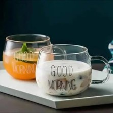 Good Morning Kupa Seti, 2'li Şeffaf, Borosilkat Cam, 350ML