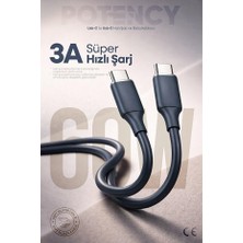 60W Potency Type-C To Type-C Isıya Dayanıklı Hızlı Şarj ve Data Kablosu 1.2m Siyah