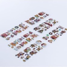 6 Adet Noel Babalı Kabartmalı Yılbaşı Sticker Seti Karışık