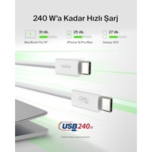 2'li Örgülü Usb-C - Usb-C Kablo, 1,5 M, 240 W, Yumuşak, Esnek ve Hızlı Şarj Kablosu, iPhone 16 ve 15 Serisi, Galaxy S25, Pixel 9, iPad Pro ve Daha Fazlasıyla Uyumlu, Siyah