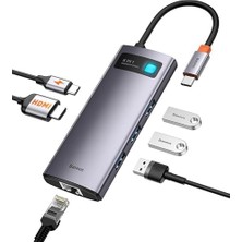 Metal Gleam 6 In 1, Çok Fonksiyonlu Bilgisayar/telefon Hub Adaptörü, Gri, Bağlantı Sayısı: 6, Giriş: USB Type C, Çıkış: USB Type A 3.0 x 3, USB Type C (Pd),seyahat Boy