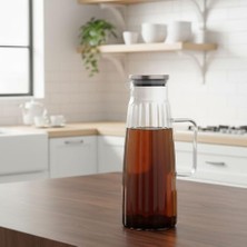 Metal Kapaklı Borosilikat Cam Yağdanlık ve Sürahi | 1000ML (11X26CM) Çok Amaçlı Içecek ve Sıvı Gıda Saklama