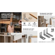 15X25 mm L Masa Gönye 10 Adet - Paslanmaz Çelik Köşe Birleştirici ve Mobilya Sabitleyici - Küçük Boy Metal Köşebent L Braket Seti