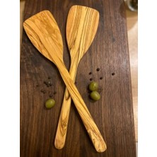 Zeytin Ağacı Spatula 2'li Set – Ince ve Hafif – Omlet, Krep, Krep ve Hafif Tavada Kızartmak Için Mükemmel – Yapışmaz Tavalar Için Güvenli