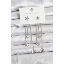Clariss Papatya Model Gümüş Renk Pirinç Sallantılı Kadın Küpe