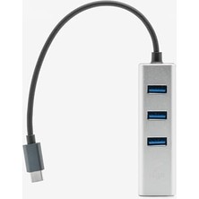 Fiigo Type-C To Lan ve 3x USB Alüminyum Adaptör Gümüş