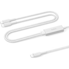 Pro 2’si 1 Arada 140 W Usb-C - Usb-C Şarj Kablosu, Örgülü Çift Şarj Kablosu, Akıllı Güç Paylaşımı ile Hızlı Şarj, Macbook, Iphone, Ipad, , Pixel ve Daha Fazlası Için, Beyaz