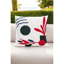 Bohem 45X45 Özel Tasarım Punch Panç Süzene Desen Dekoratif Kırlent Kılıfı Modern Beyaz 60