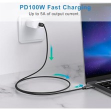 Force 100W Type-C To Type-C USB 3.1 Gen2 10 Gbps 4k@60hz Hızlı Şarj Data ve Görüntü Aktarım Kablosu Örgülü Gn (3 Metre)