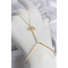 Clariss Gold Renk Pirinç Zirkon Taşlı Kelebek Model Şahmeran