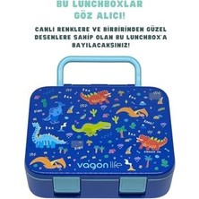 1000ML Lunchbox Tek Katlı 3 Bölmeli Kulplu Abs Plastik Çocuk Sefer Tası Yemek Kutusu (Lacivert)