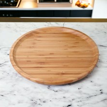 Bambu Lüx Yuvarlak Servis 30 * 30CM, Sunumluk & Çerezlik Sunum Tabağı