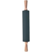 Bambu Saplı Silikon Merdane, Oklava, Hamur Açma Aracı, Siyah, 42 Cm, Yapışmaz Yüzey, Börek ve Baklava Için