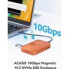 Acasıs Manyetik M.2 Nvme SSD Kasa ve Fanlı Usb-C Yerleştirme Istasyonu, iPhone 17/16/15 Pro/pro Max/plus Için, Aletsiz Kurulum, 2230/2242/2260/2280 B+M M-Key (Turuncu)