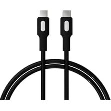 Type C-C Power Delivery Hızlı Şarj Kablosu, Siyah Kablo, Beyaz/siyah Uçlar (120 Cm)