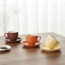 Porselen Fincan ve Tabak Seti 200 ml - Özel Kutulu Asorti Renkli (Pastel Tonlar) Altın Yaldız Detaylı Hediyelik Fincan (1 Kişilik)