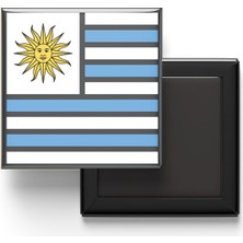 İberk Buzdolap Magneti Uruguay Montevideo Bayrağı - Vektörel Bayrak