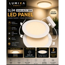 Lumixa Enerji 18W Slim Panel LED Spot Beyaz Işık Iç Çap 20,4 cm Dış Çap 22 cm 1530 Lümen 2 Adet Günışığı 3000K
