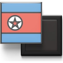 İberk Buzdolap Magneti Kuzey Kore North Korea Pyongyang Bayrağı - Vektörel Bayrak