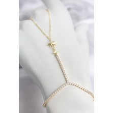 Clariss Gold Renk Pirinç Zirkon Taşlı Kutup Yıldızı Model Şahmeran