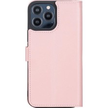 Semel Apple iPhone 13 Pro Max Uyumlu Deri Cüzdanlı Kılıf Toz Pembe
