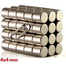Semel 20 Adet 4x4 mm Yuvarlak Neodyum Mıknatıs N35 Güçlü Magnet Nikel Kaplama