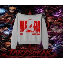 Tarzsokak Madara Uchiha Naruto Anime Karakteri Kadın Kayık Yaka Sweatshirt Beyaz