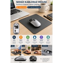Open City Gri Sessiz Kablosuz Mouse Bluetooth 2.4 Ghz Şarjlı Ergonomik Optik Bilgisayar Laptop Mouse