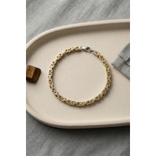 316L Çelik Gold ve Gümüş Kral Zincir Model Erkek Bileklik