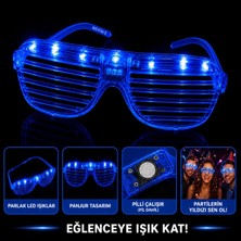 Semel LED Işıklı Panjur Parti Gözlüğü Mavi Renk Shutter Gözlük