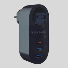 Semel 2 Usb,1 Type-C Girişli 1'li Çocuk Korumalı,ısıya Karşı Dayanıklı 2500WATT Termal Akım Korumalı Priz