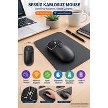 Open City Siyah Sessiz Kablosuz Mouse Bluetooth 2.4 Ghz Şarjlı Ergonomik Optik Bilgisayar Laptop Mouse