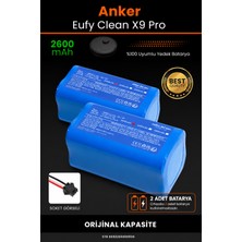 Anker Eufy Clean X9 Pro Uyumlu 2 x 2600MAH Robot Süpürge Bataryası - Orijinal Kapasite (Ikizbatarya)