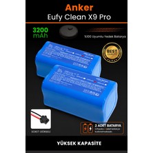 Anker Eufy Clean X9 Pro Uyumlu 2 x 3200MAH Robot Süpürge Bataryası – Yüksek Kapasite