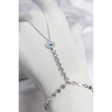 Gümüş Renk Pirinç Zirkon Taşlı Nazar Model Şahmeran