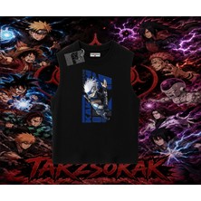 Tarzsokak Kakashi Hatake Naruto Anime Karakteri Oversize Unisex Kolsuz Tişört Beyaz