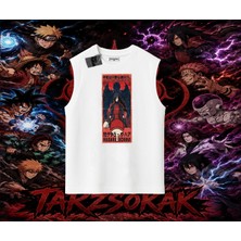 Tarzsokak Madara Uchiha Naruto Anime Karakteri Oversize Unisex Kolsuz Tişört Beyaz