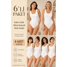 Loule Kadın %95 Pamuklu Alttan Kancalı Kalın Askılı 6 Adet Basic Body Atlet – Esnek & Rahat Günlük Kullanım