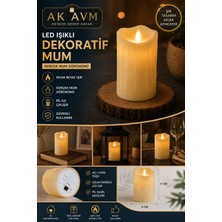Ak Avm LED Dekoratif Mum Pilli Gerçek Alev Görünümlü Sıcak Beyaz Işıklı Silindir Mum