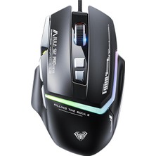 Aula S12 Pro 12800 Dpı 8 Tuşlu Makrolu Kablolu Optik Gaming Oyuncu Mouse Siyah