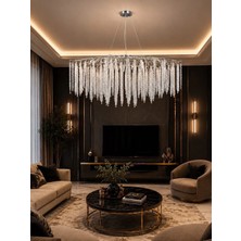 LED Yeni Model 100 cm Ağaç Kristal Lüx Salon Avize Krom Ithal Kasa